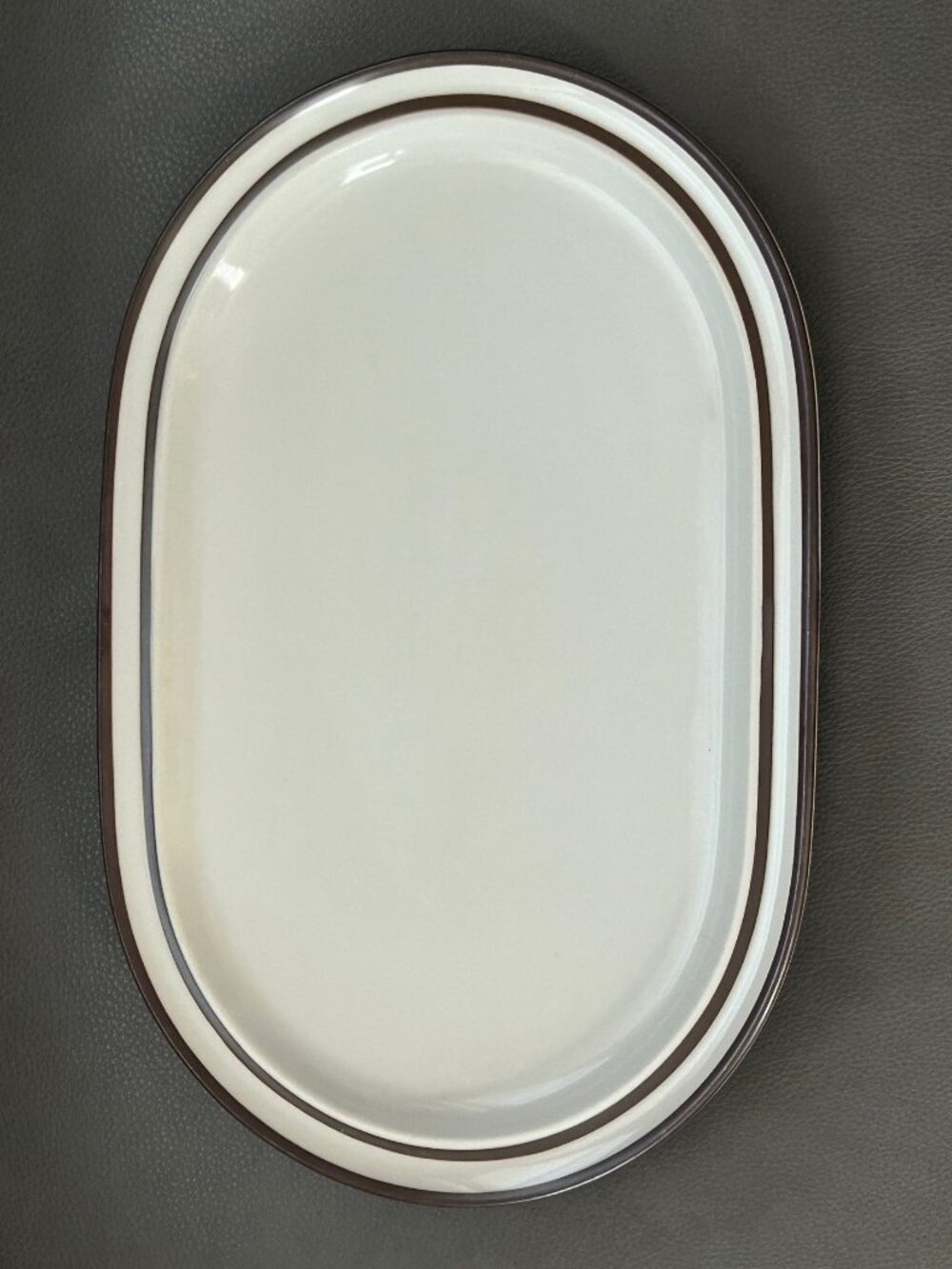 Tundra by Noritake 14” Oval Serving Platter Brown Bands Grayish